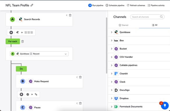 quickbase pipeline interface